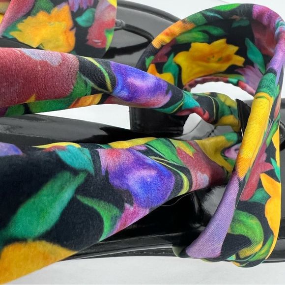 Donald J. Pliner Dasan Stretch Wedge Colorful Floral Tulip Print Sandals Size 9 - Picture 4 of 10
